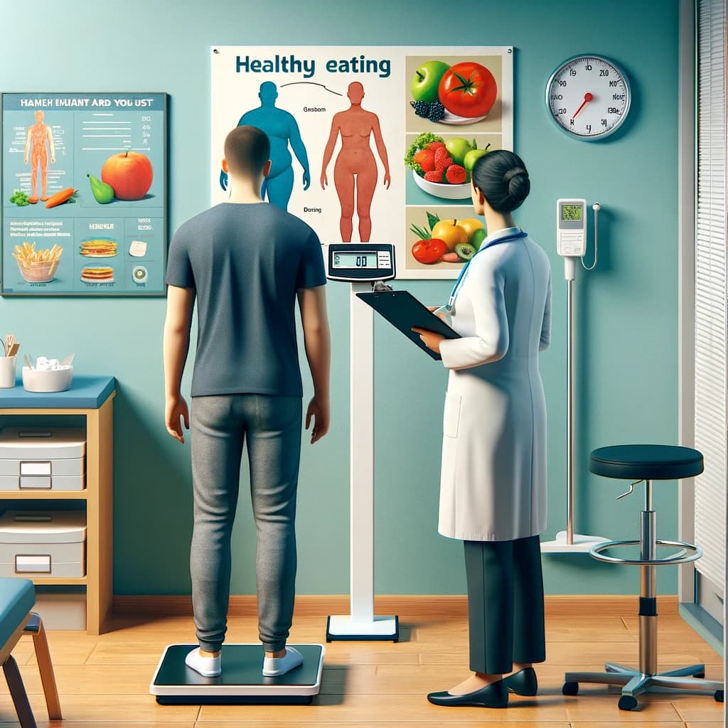 une scénario de réunion avec un patient avec un problème de poids